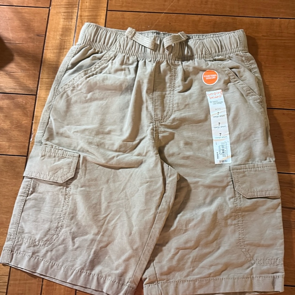 Jumping Beans Boys 7 Tan “English Elm” Cargo Shorts with Elastic Waistband